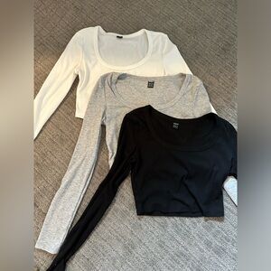 Pack Of Three Scoop Neck Crop Tops